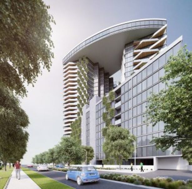 An artist's impression of the two 26-storey towers and one eight-storey building. Photo: Nathan Gibson Judd Architect