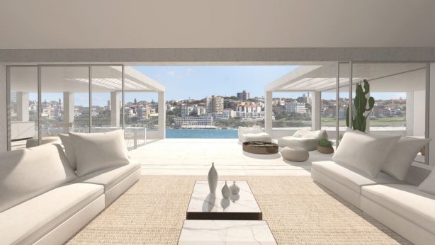 The two-storey spread is set atop an oceanfront apartment block. Photo: Supplied