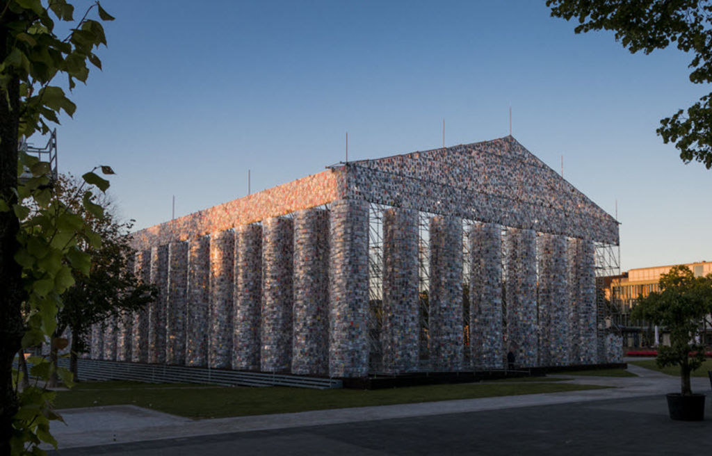 Artist creates life-sized replica of Parthenon from banned books