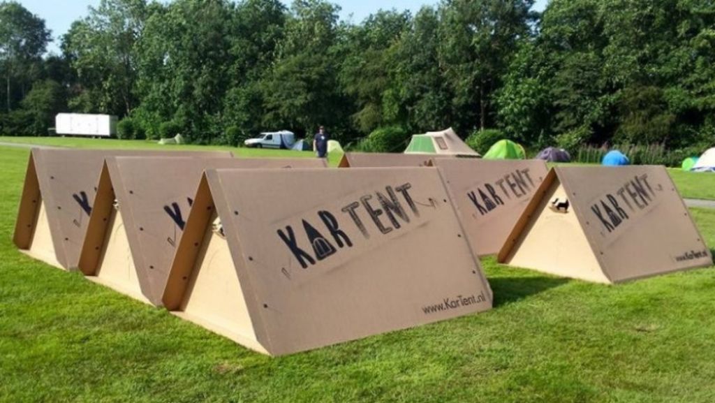 Dutch company Kartent make cardboard tents for music festivals. Photo: Kartent