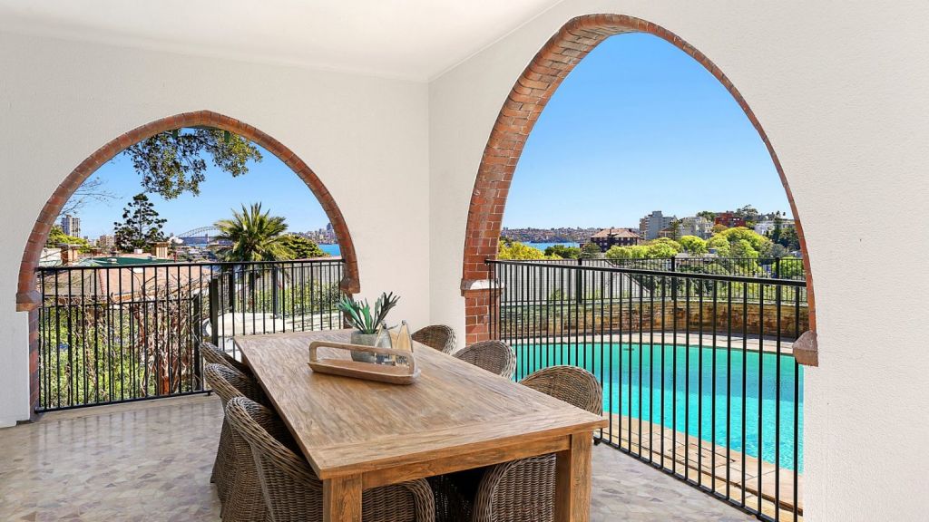 The Victoria Road residence has harbour views, a tennis court and a swimming pool. Photo: Supplied