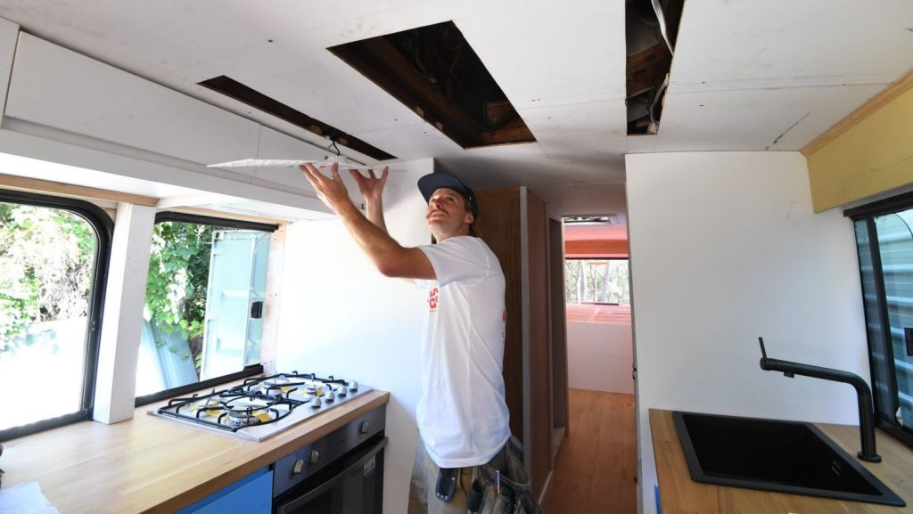 Mark Atkins converts buses and vans to permanent homes for people. Photo: Peter Rae