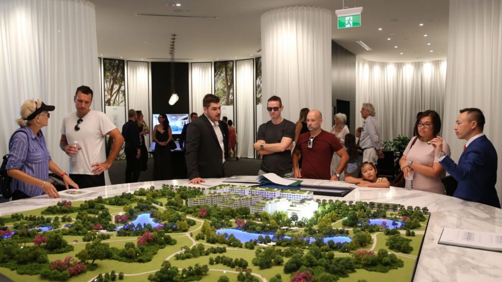 Steady streams of Sydney apartment buyers at the launch of One Sydney Park. Photo: Supplied