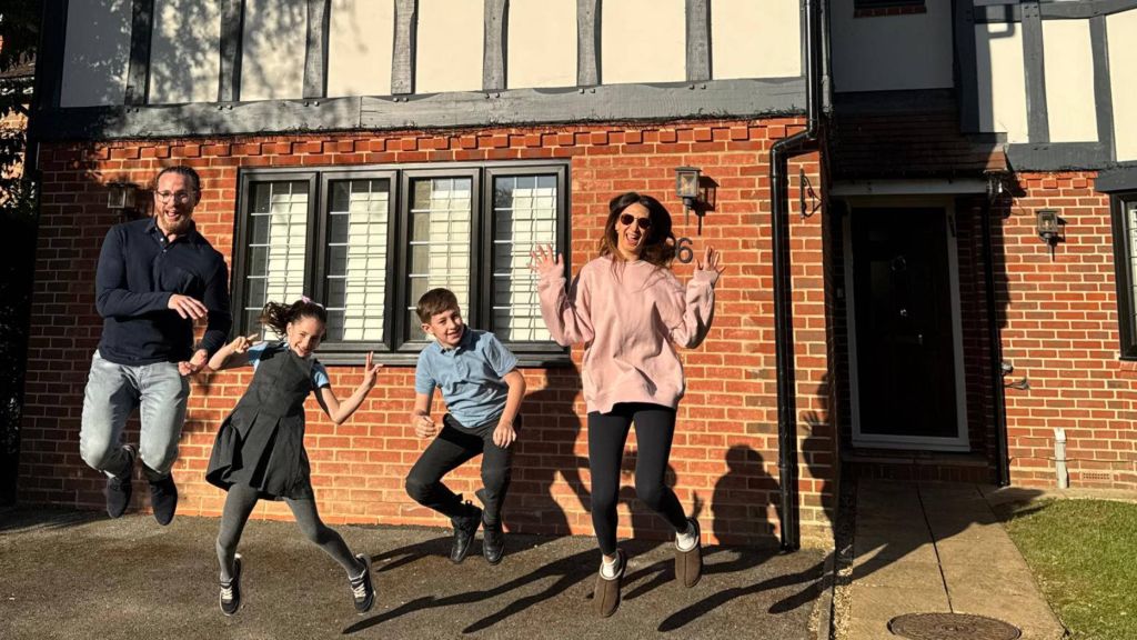 The Leigh family outside their Elstree property.