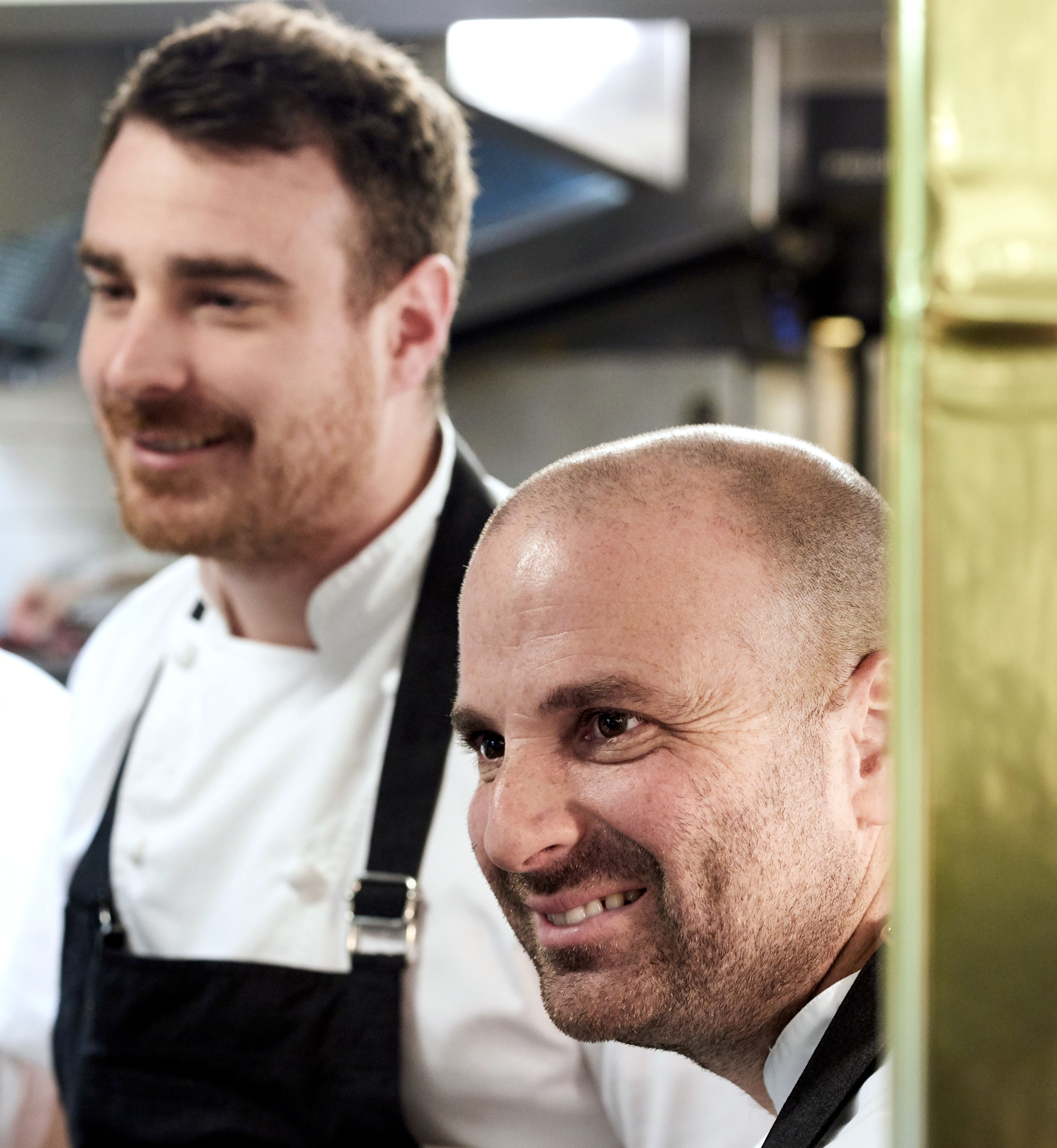 George Calombaris with The Press Club executive chef Reuben Davis. Photo: Ryan Linnegar