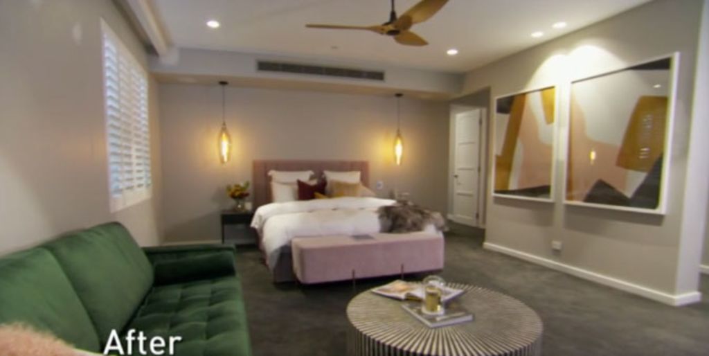 Courtney and Hans' bedroom after the re-do. Image: Channel Nine