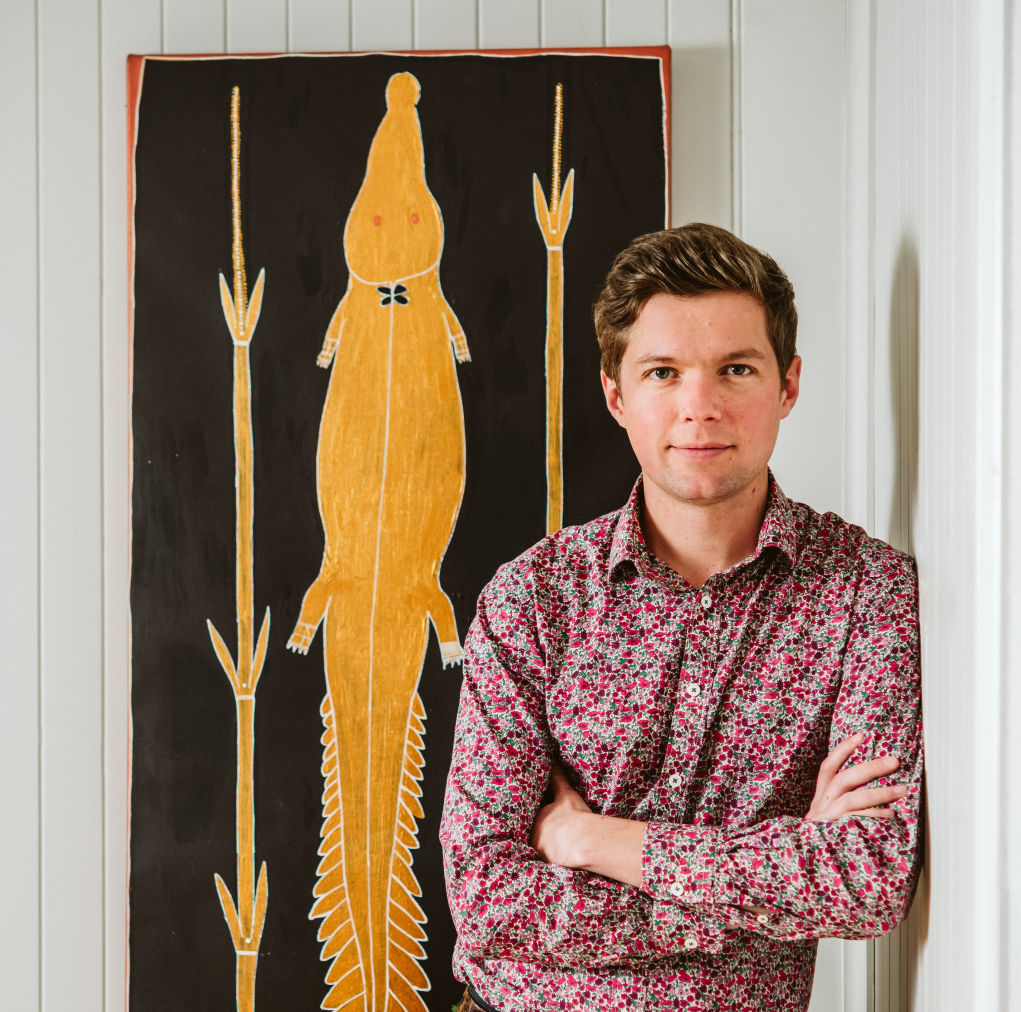 Freddy Grant at his art-filled home. Photo: Breanna Dunbar