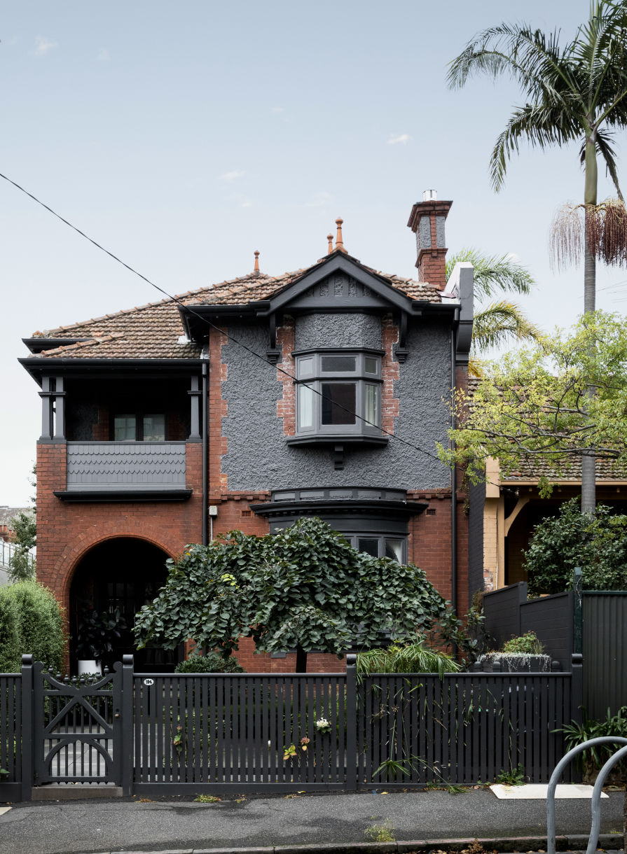 The heritage facade, with a modern twist of colour choice. Photo: Charlie Kinross