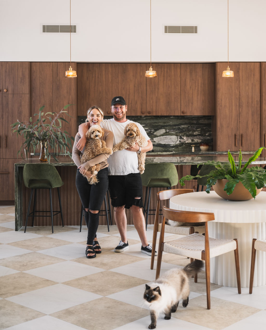 Homeowners Perri and Eddie Beith opted for a mid-century modern style for their latest home renovation project. Photo: HANNAH_PUECHMARIN