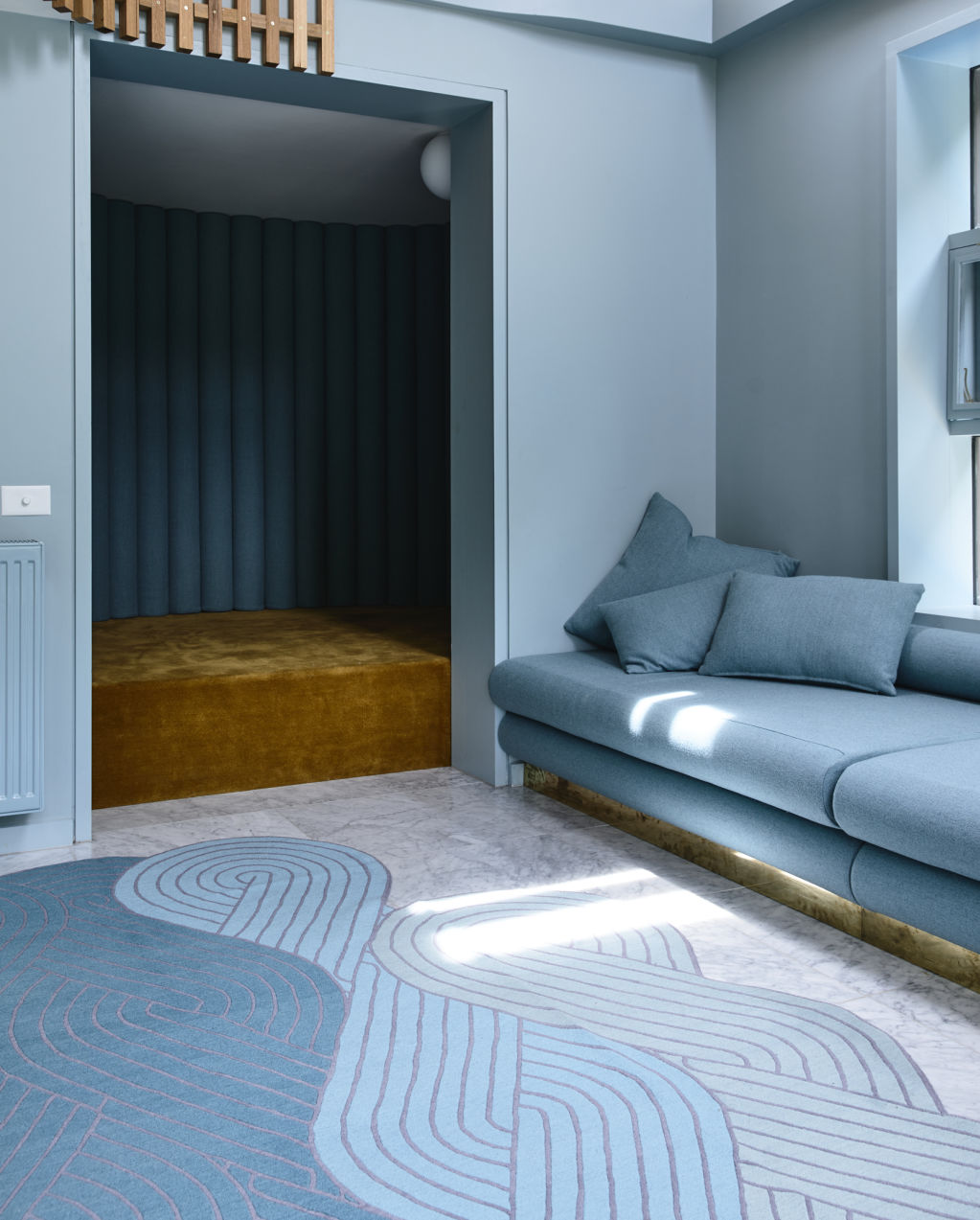 Calming blues are used to perfect effect at Erskine House by Kennedy Nolan. Photo: Derek Swalwell