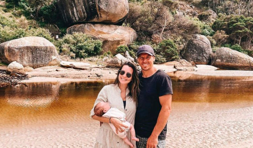 Briley and Stefan Barbour, with daughter Oakley, set strict savings goals ahead of starting their family. Photo: Supplied