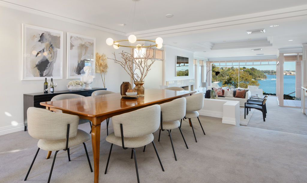 The split level living and dining areas allow for the views to be observed at any point and time of day. Photo: Supplied