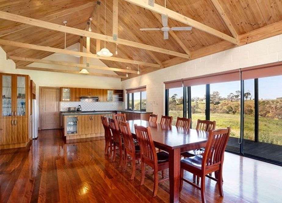 Features include cathedral ceilings and polished timber floors. Photo: Supplied