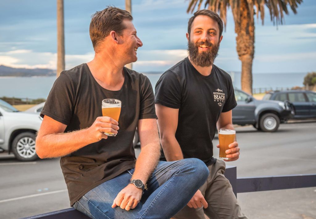 The new proprietors of the Bermagui Beach Hotel, Luke Redmond and Yannis Gantner. Photo: David Rogers Photography