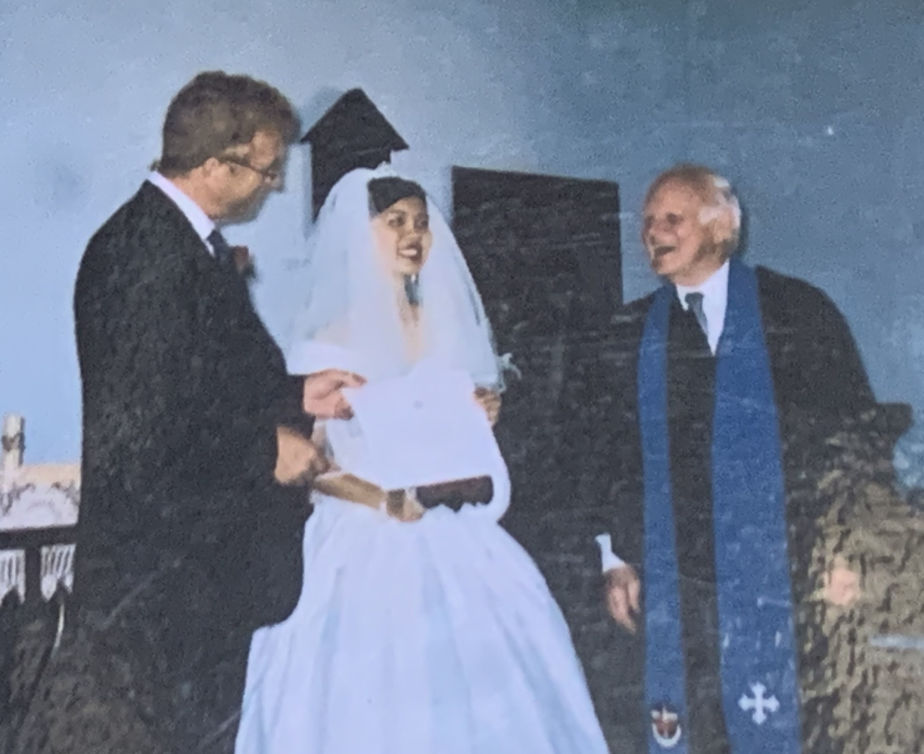 Raymond and May Wittmer on their wedding day at the former Uniting Church in Kilmore. Photo: Supplied
