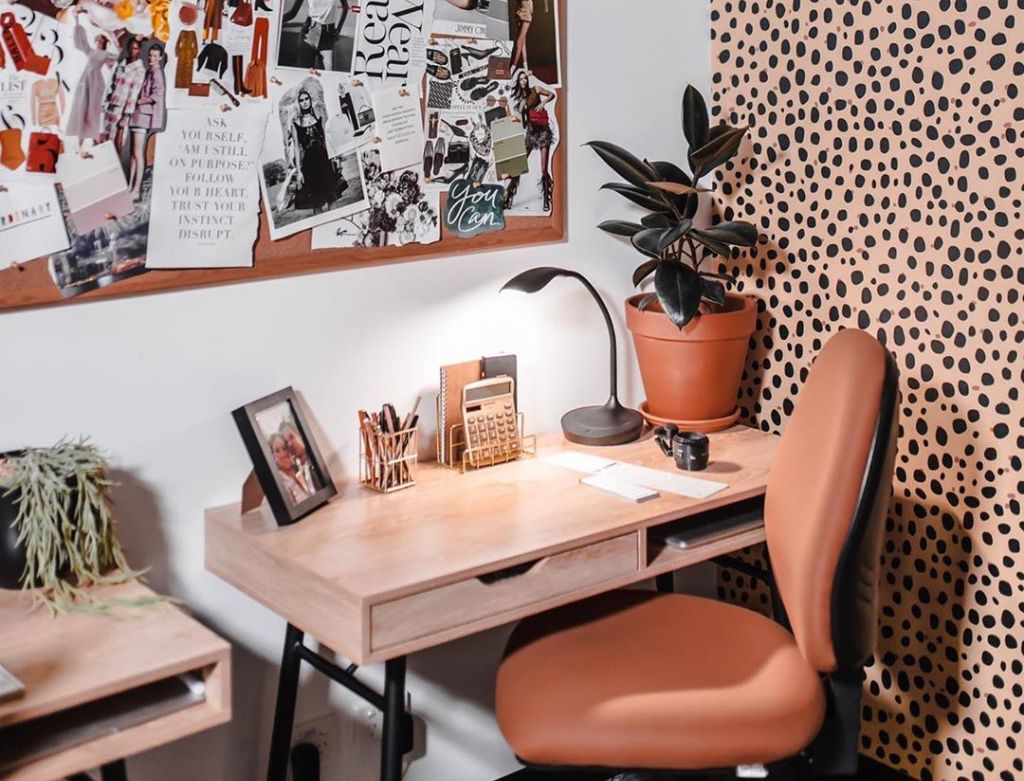 Your desk should be free of distraction but also provide inspiration. Photo: Harrie High pants