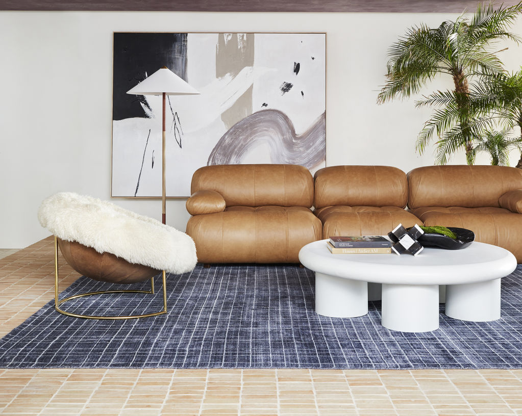 The puffier the better. Avila leather modular sofa from Coco Republic. Photo: Alicia Taylor
