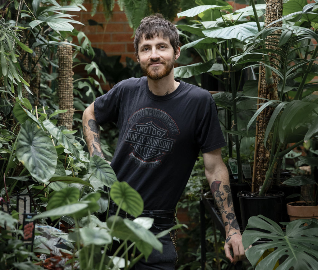 High ceilings and six skylights allow plenty of natural light for Ryan Klewer's plants to thrive. Photo: Charlie Kinross