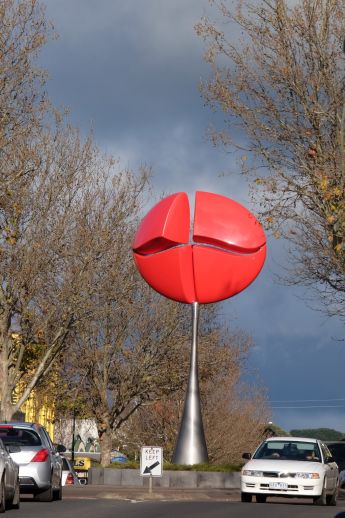 The large Nucleus sculpture in Hamilton, also promoting a beautiful old town as an arts center.
