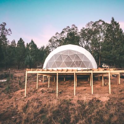 The family living in a dome home