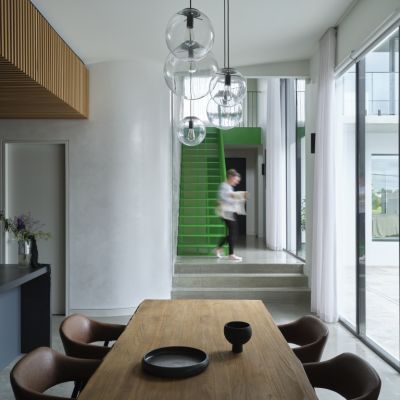 Inside a statement family home in Griffith with concrete front and centre
