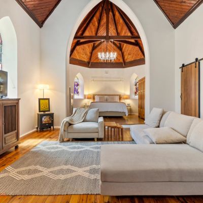 Inside a restored former Anglican church two hours from Canberra