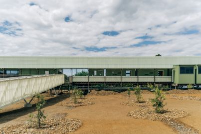 Utilitarian accommodation on Tasmanian wood-chip mill site goes against the grain
