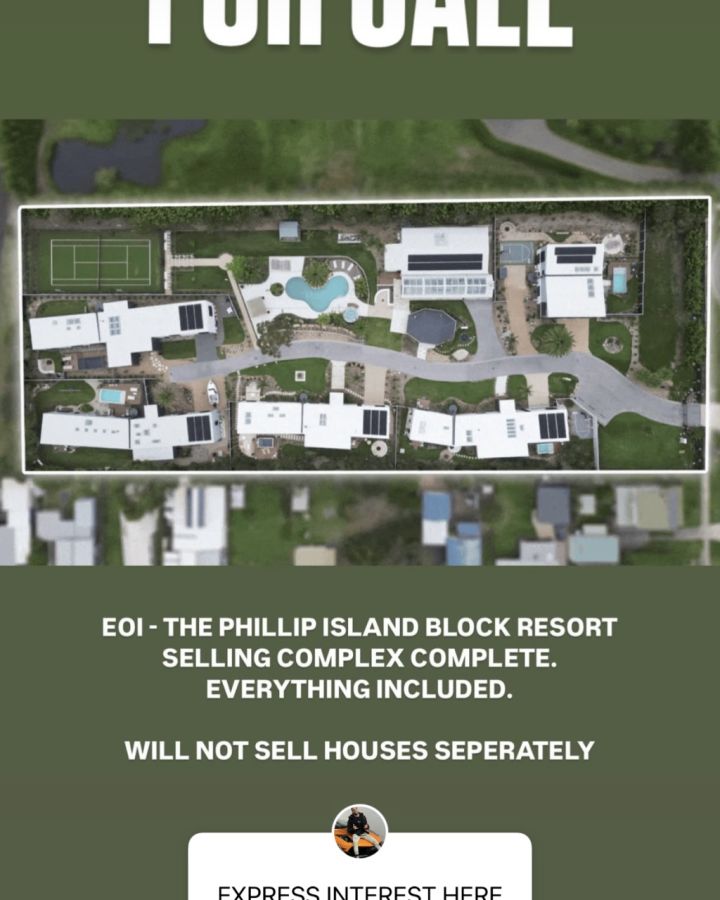 Adrian Portelli has announced he is selling the entire Phillip Island compound he sensationally bought at The Block 2024 auction in November.