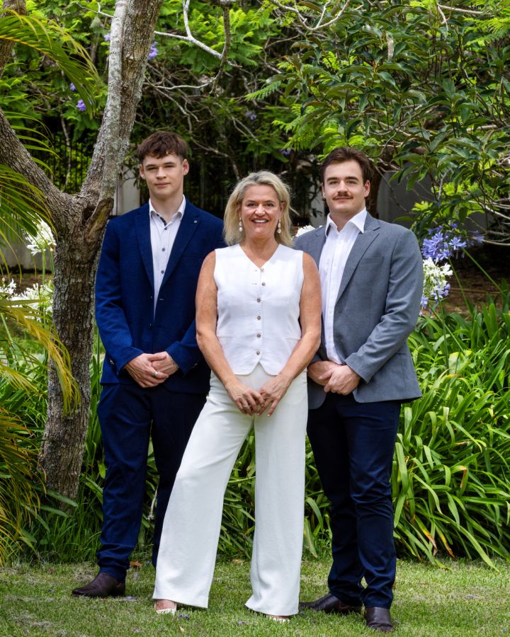 Byron-Bay based prestige agent Kim Jones of Kim Jones &amp; Co. with her sons Harley and Angus, who work in the business.