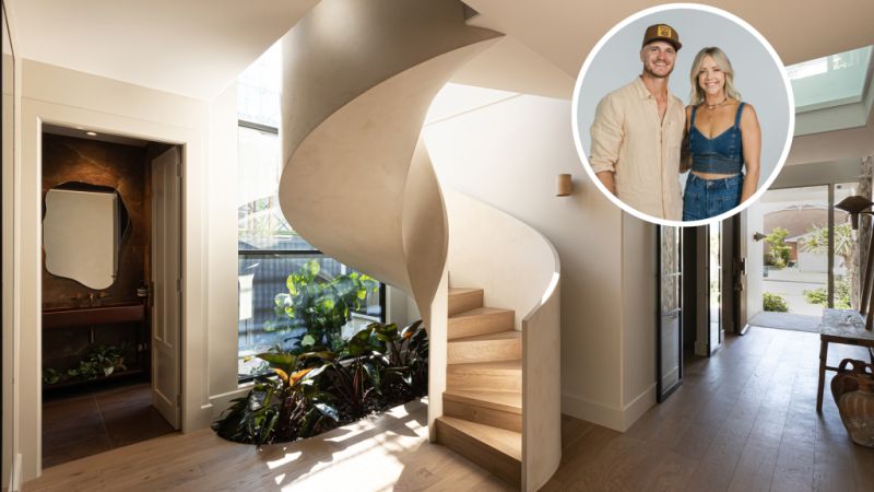 Pops of red and spiral stairs: Kyal and Kara reach new heights with Bay Builds