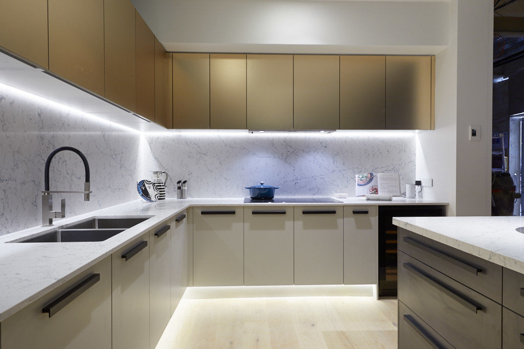 The champagne and matte finish cabinets were a hit. Photo: Channel Nine Photo: Channel Nine