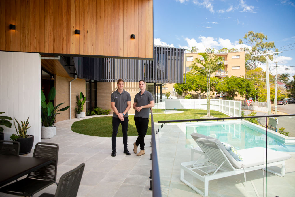 Brothers Rob and Andrew Gray of Graya Constructions, at 33 Rockbourne Terrace, Paddington, one of their standout builds from 2018. Photo: Tammy Law