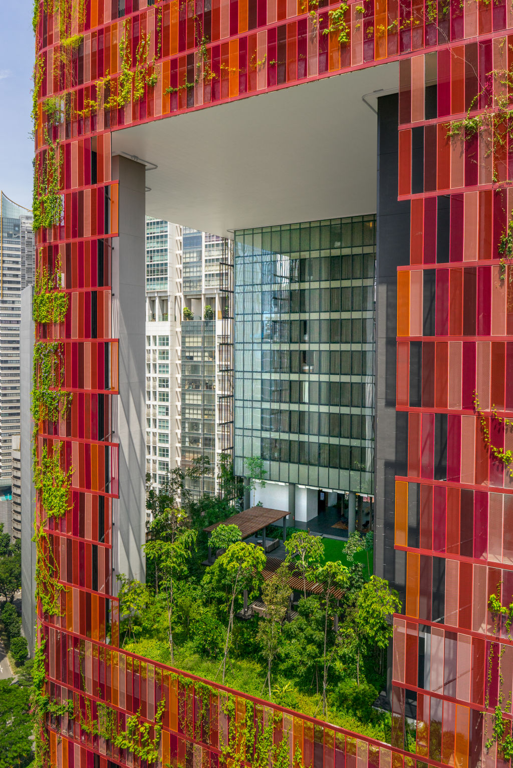 Oasia Hotel Downtown in Singapore, where a focus on greenery was made a priority. Photo: Patrick Bingham-Hall and K. Kopter