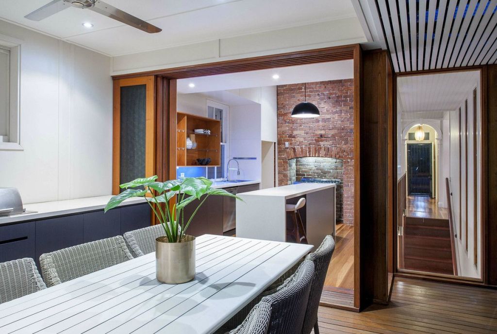 The historic brick fireplace was kept and built around at 13 Prospect Terrace, Kelvin Grove. Photo: undefined