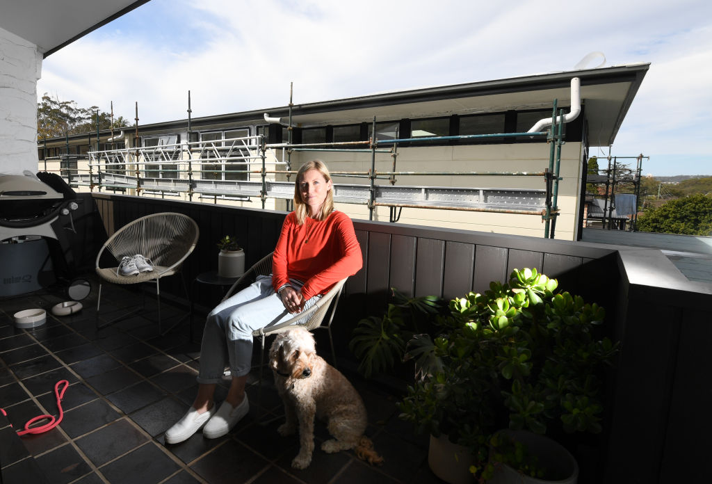 Resident Ainsley Johnstone of  24 Lower Beach Street, Balgowlah pictured on her balcony that has lost its district water views. Photo: Peter Rae