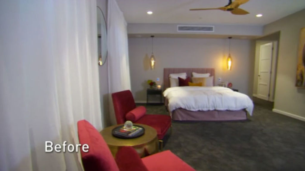 Courtney and Hans' bedroom before the re-do. Image: Channel Nine