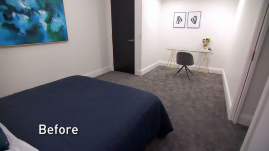 Sara and Hayden's bedroom before the re-do. Image: Channel Nine