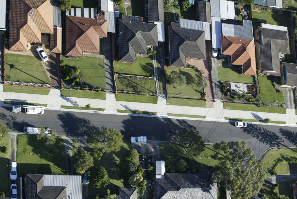 Aerial photography of suburban homes in Sydney. Property. Real estate. Photo: James Alcock