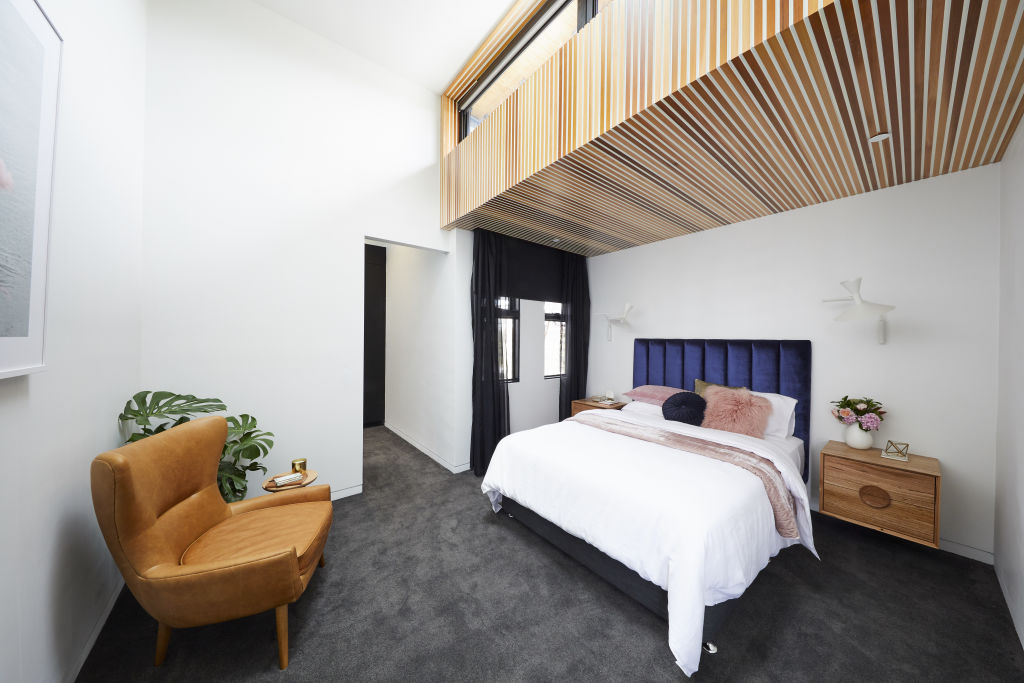 Bianca and Carla's first guest bedroom. Photo: Channel Nine