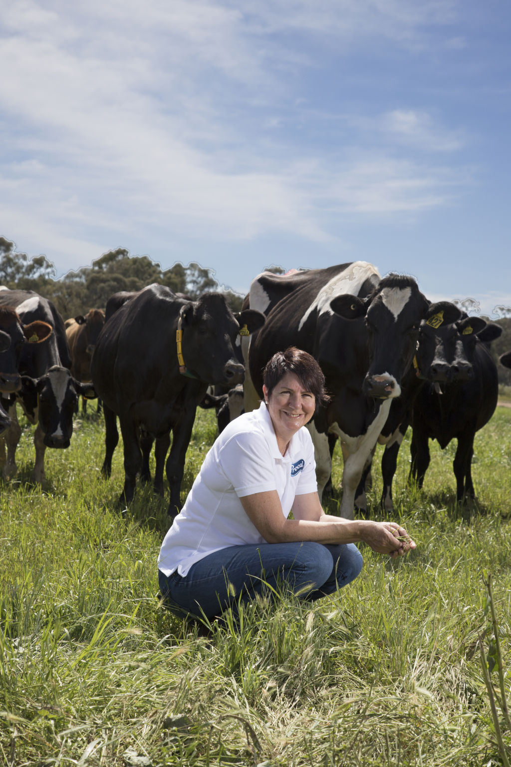 Dairy Farmer Sally Mitchell on her property at Torrumbarry in Northern Victoria. Photo: Leigh Henningham.