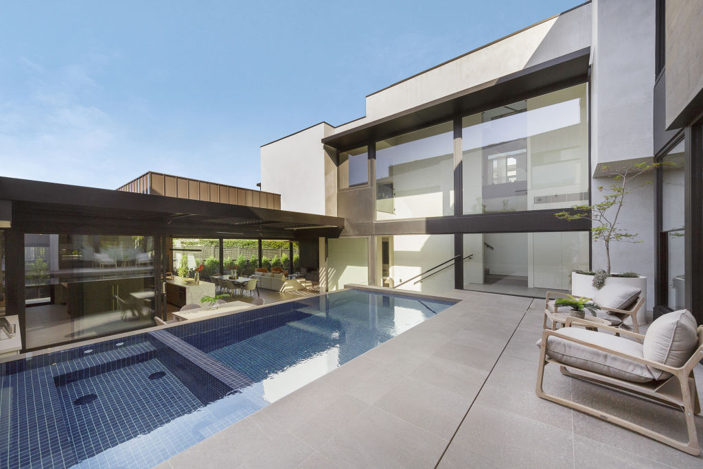 The internal courtyard with a wet-edge pool is at the centre of the residence. Photo: Supplied