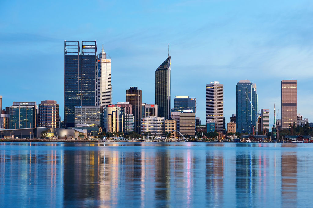 A general view of Perth city skyline on January 31, 2017 i