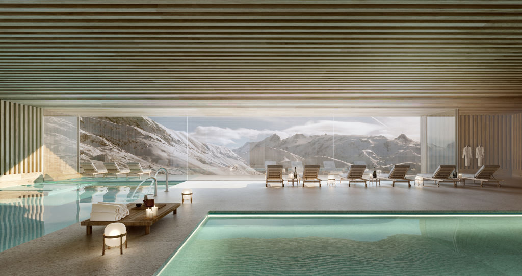 Communal areas include a pool and gym with knockout mountain vistas. Photo: Artist impression