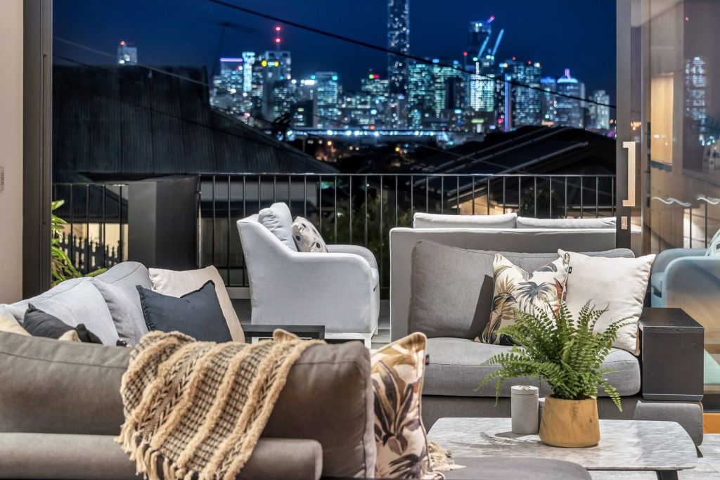 Those city lights: The view from one of the balconies at 18 Reading Street, Paddington. Photo: Belle Property Paddington