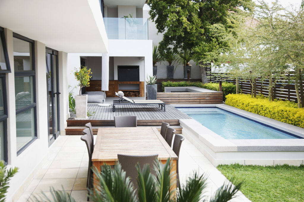 Modern courtyard with pool