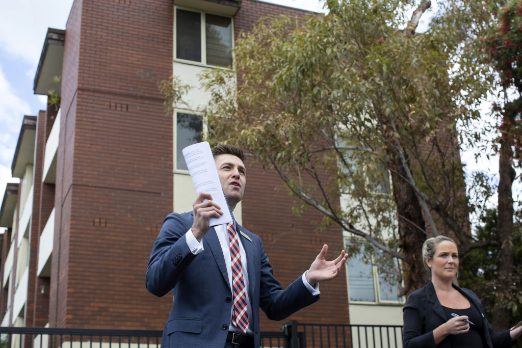 Auctioneer Matthew John of Biggin &amp; Scott in action. Photo: Stephen McKenzie Photo: Stephen McKenzie