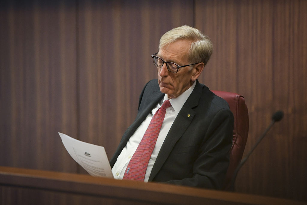 Commissioner Kenneth Hayne during the royal commission's initial public hearing into misconduct in the banking, superannuation and financial services industry in February. Photo: Eddie Jim