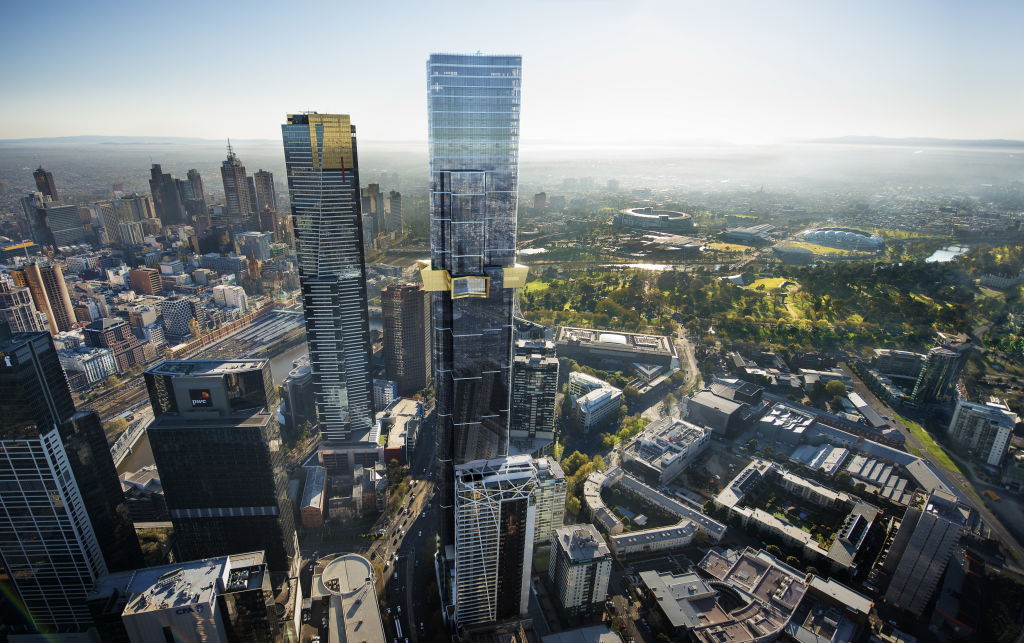 Australia 108 (an artists impression of the completed building) and Eureka Tower.