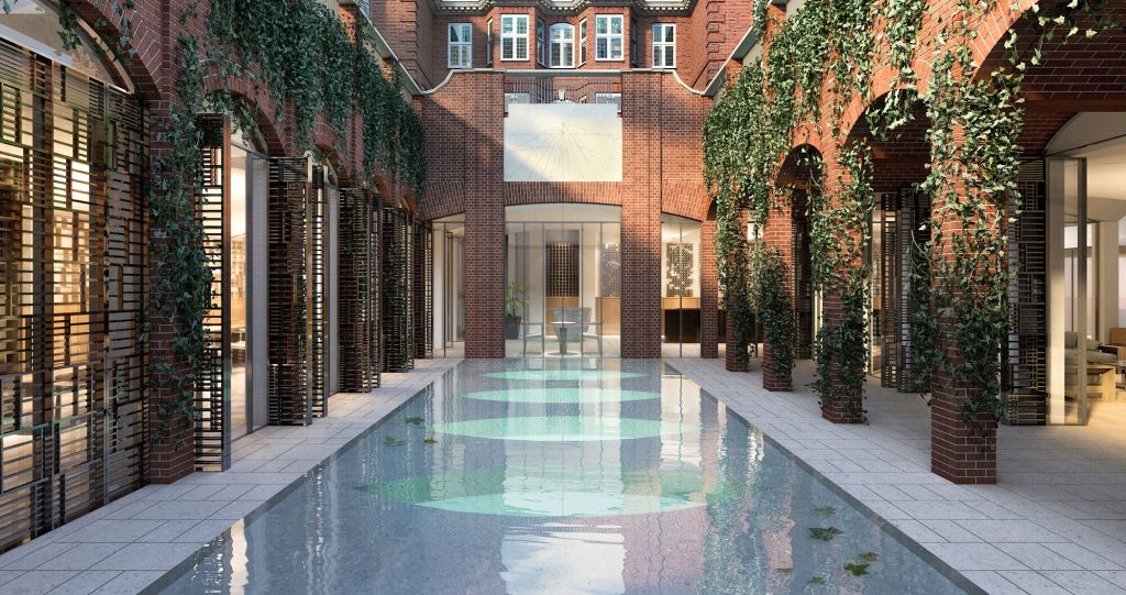 Pilbrow &amp; Partners pool-focused, double-basement addition to a grade II listed arts and crafts house in Kensington, London.
