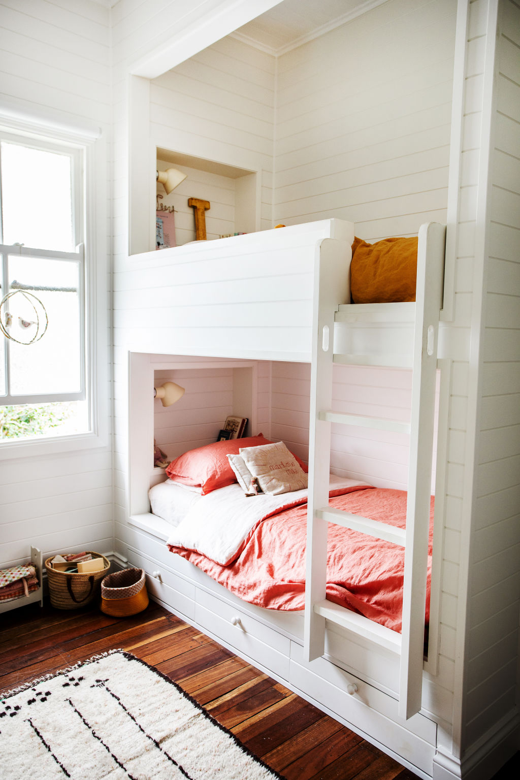 Bunk beds in the girls’ room. Photo: Kara Rosenlund